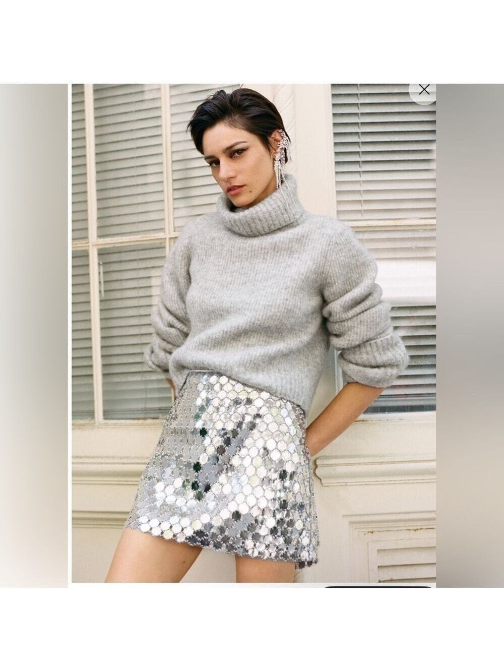 Stockholm Atelier & Other Stories Cropped Fold-Up Cuff Turtleneck Sweater NWOT